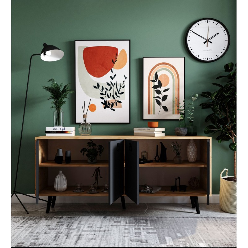 Console Mirza Modern 180 - Sapphire Oak, Anthracite Sapphire Oak
Anthracite