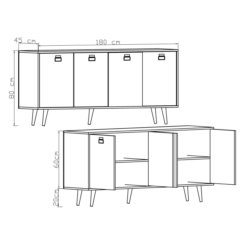 Console Mirza Modern 180 - Sapphire Oak, Anthracite Sapphire Oak
Anthracite