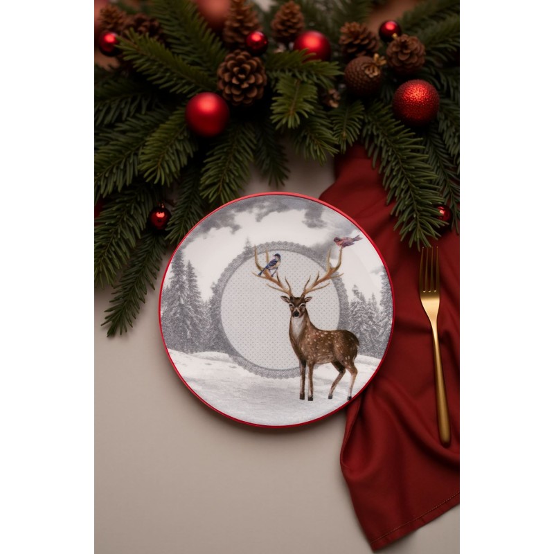 Dessert Plate Set (6 Pieces) Deer Winter Multicolor