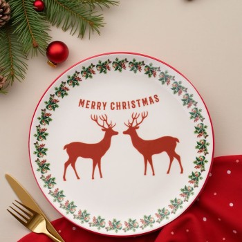 Dessert Plate Set (6 Pieces) Two Deers Multicolor