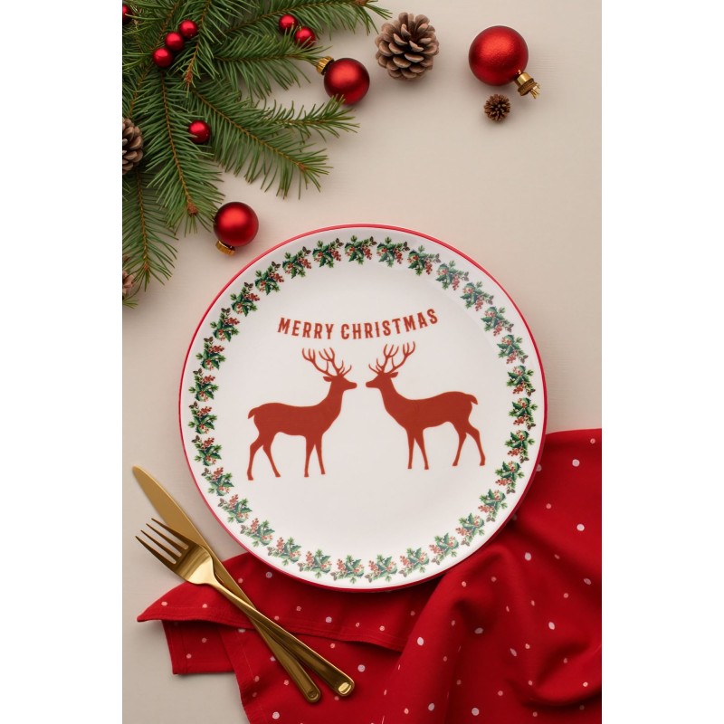 Dessert Plate Set (6 Pieces) Two Deers Multicolor