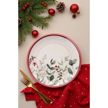 Service Plate Set (6 Pieces) Xmas Cherry Multicolor