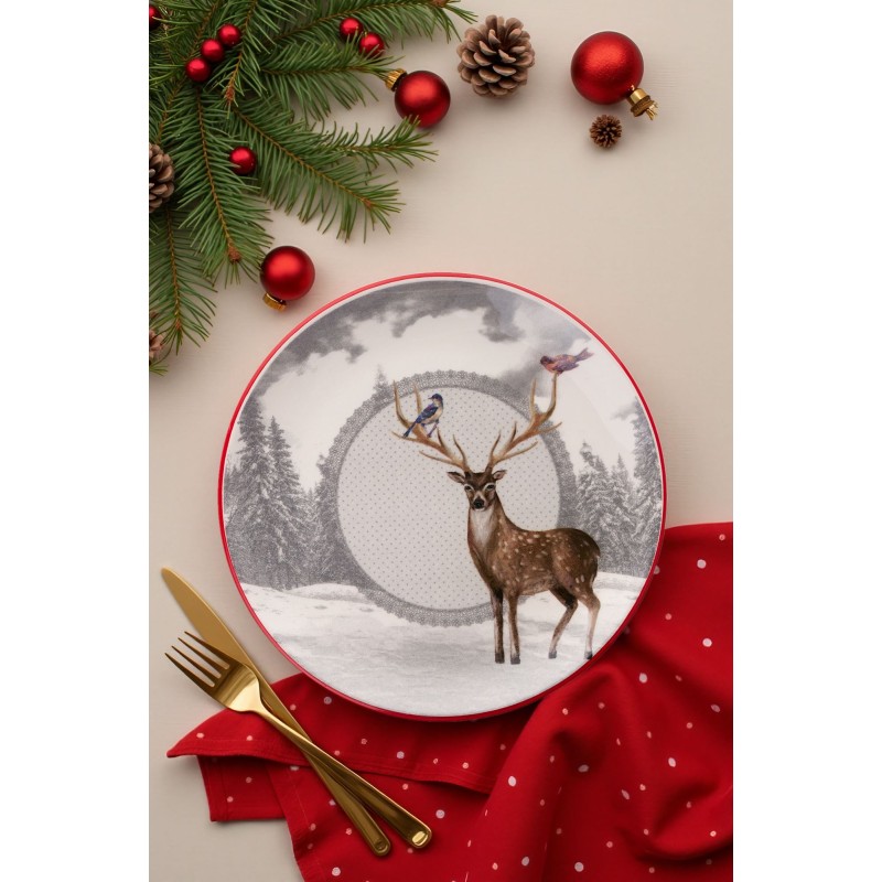 Service Plate Set (6 Pieces) Deer Winter Multicolor
