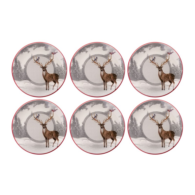 Service Plate Set (6 Pieces) Deer Winter Multicolor