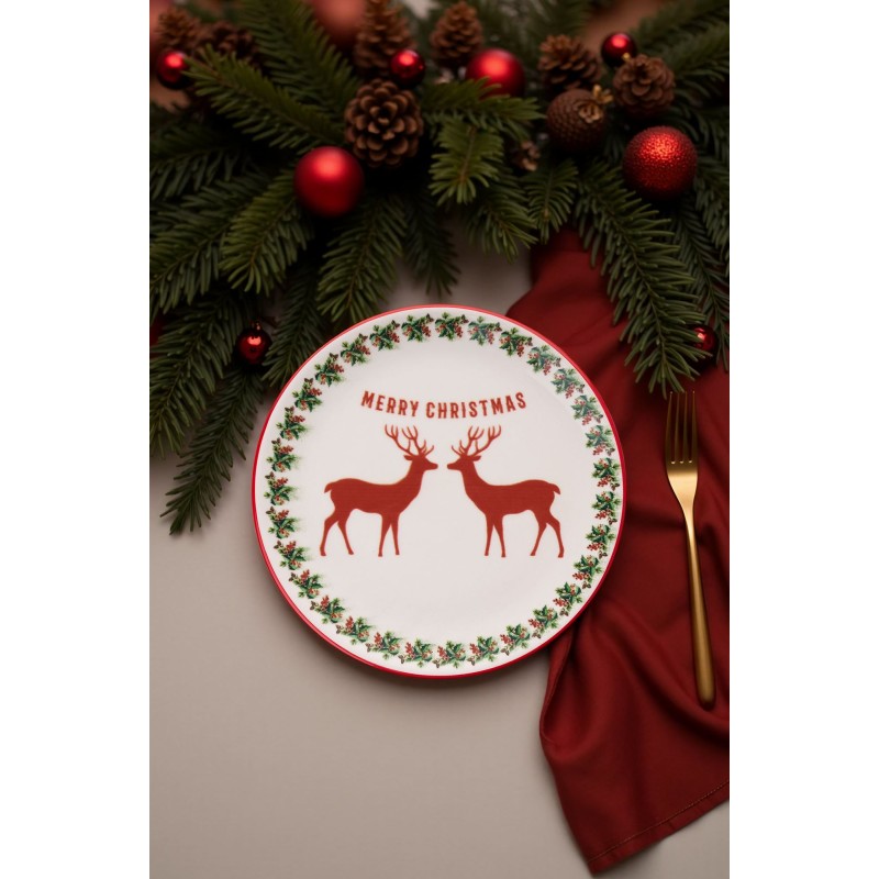 Service Plate Set (6 Pieces) Two Deers Multicolor