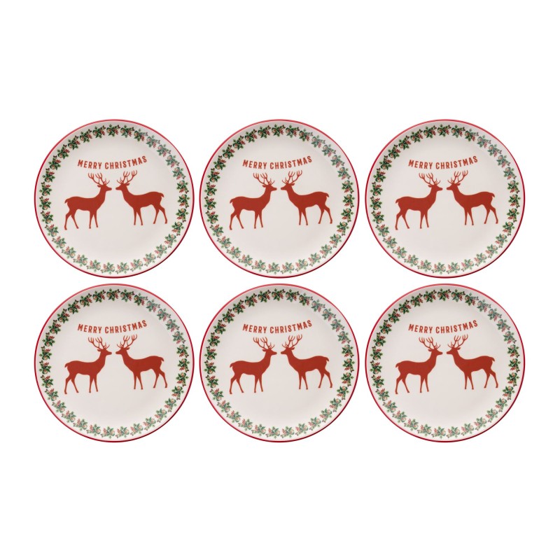 Service Plate Set (6 Pieces) Two Deers Multicolor