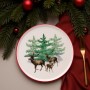 Service Plate Set (6 Pieces) Deer Pastoral Multicolor