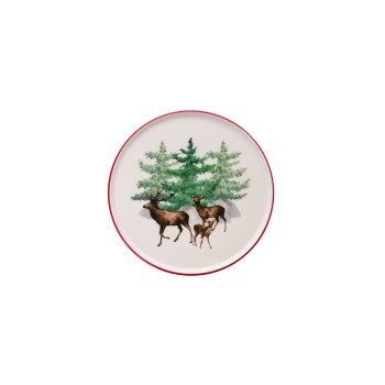 Service Plate Set (6 Pieces) Deer Pastoral Multicolor