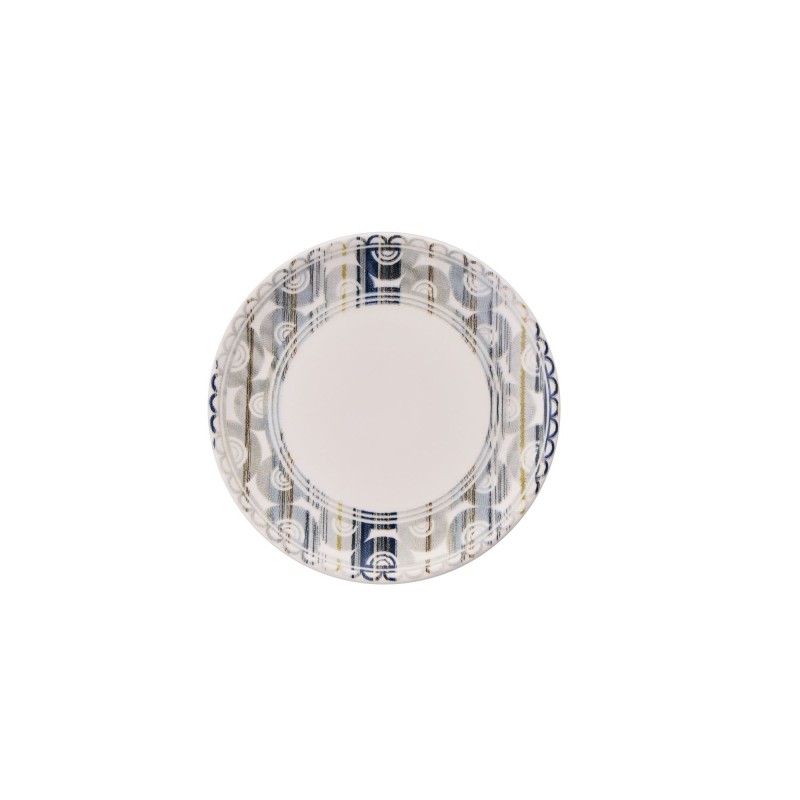 Dessert Plate Set (6 Pieces) Grey Lines Grey
White