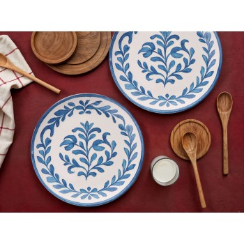 Service Plate Set (6 Pieces) Plain Old Blue
White