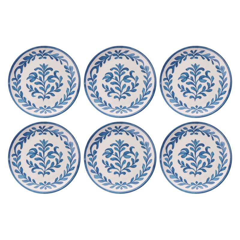 Service Plate Set (6 Pieces) Plain Old Blue
White