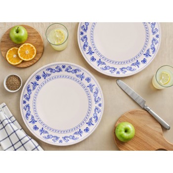 Service Plate Set (6 Pieces) Blue Ring Blue
White