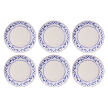 Service Plate Set (6 Pieces) Blue Ring Blue
White