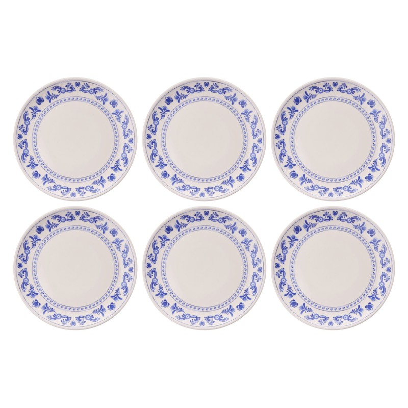 Service Plate Set (6 Pieces) Blue Ring Blue
White