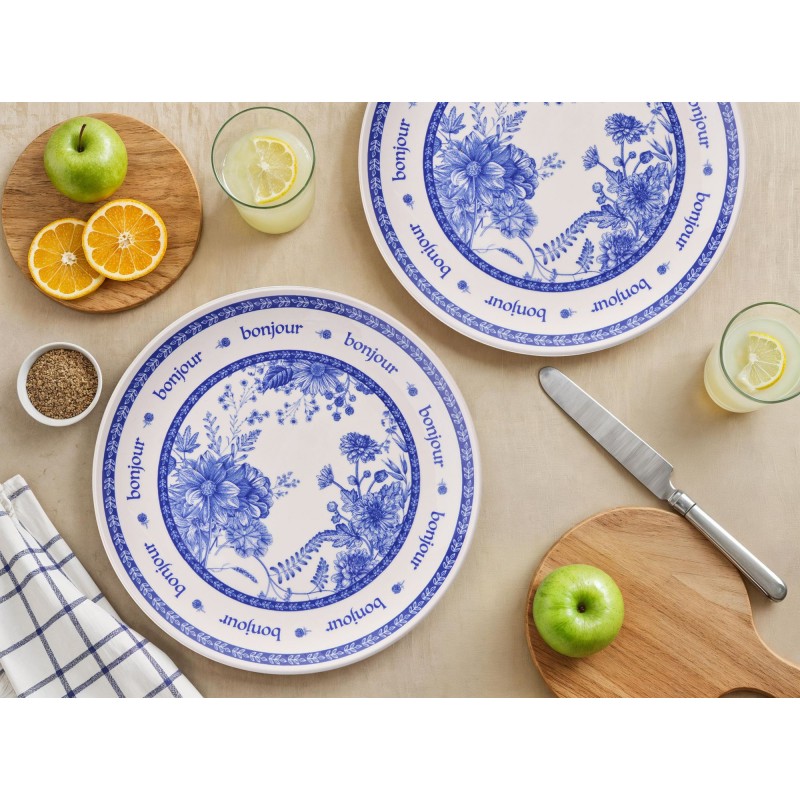 Service Plate Set (6 Pieces) Bonjour Blue Blue
White