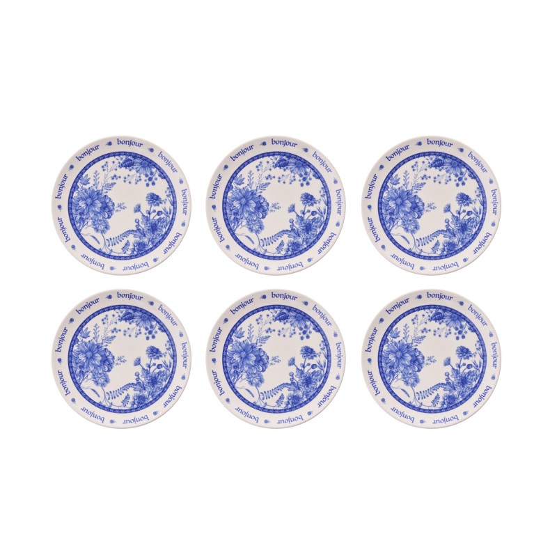 Service Plate Set (6 Pieces) Bonjour Blue Blue
White