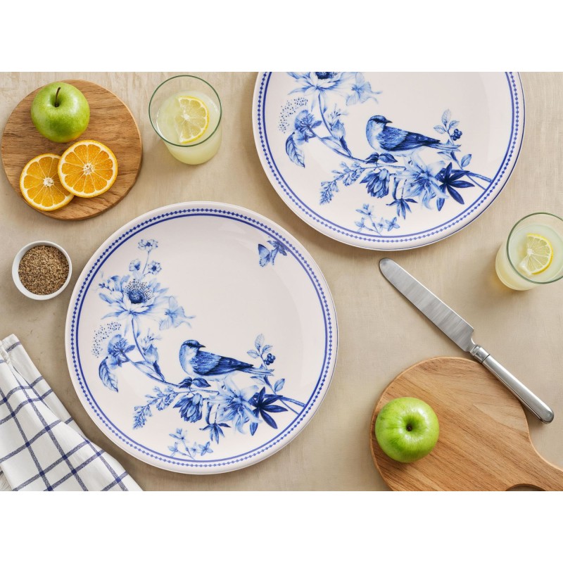 Service Plate Set (6 Pieces) Blue Bird Blue
White