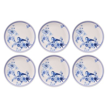 Service Plate Set (6 Pieces) Blue Bird Blue
White