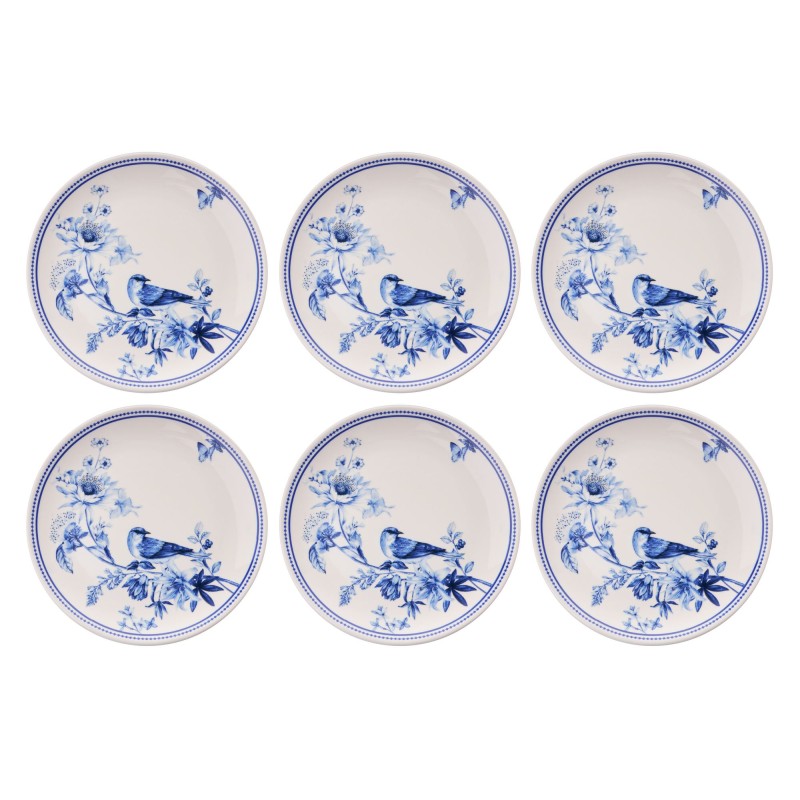 Service Plate Set (6 Pieces) Blue Bird Blue
White