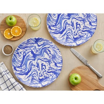 Service Plate Set (6 Pieces) Blue Wave Blue
White