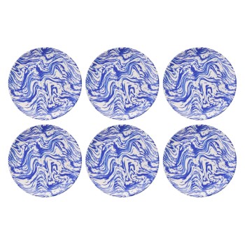 Service Plate Set (6 Pieces) Blue Wave Blue
White