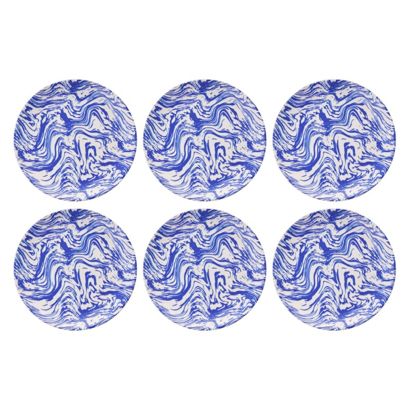 Service Plate Set (6 Pieces) Blue Wave Blue
White