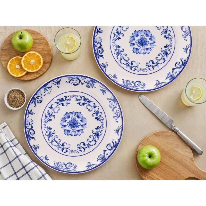 Service Plate Set (6 Pieces) Blue Flower Blue
White