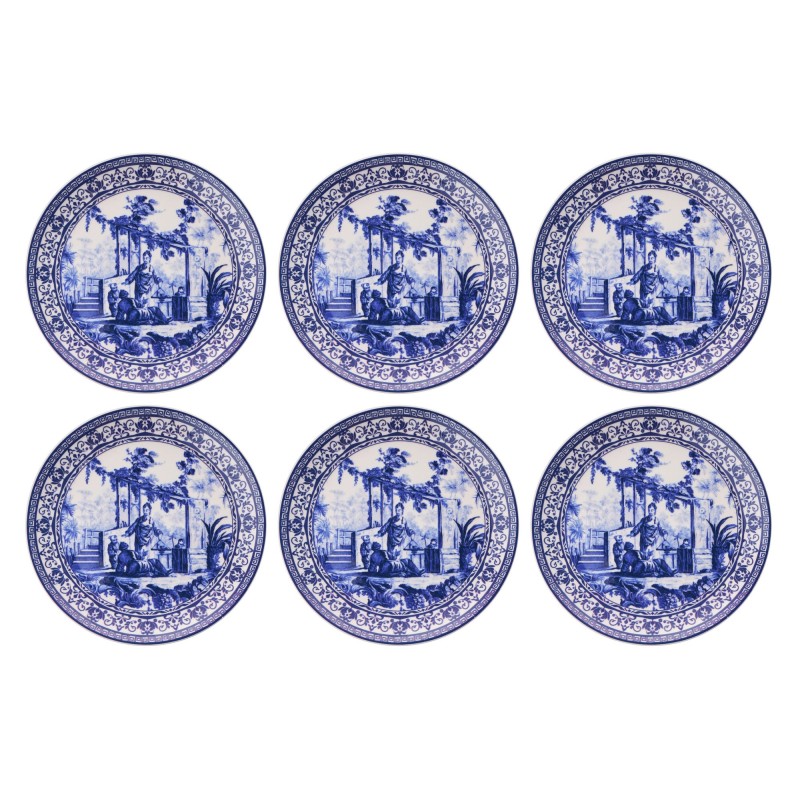 Service Plate Set (6 Pieces) Antique Blue Blue
White