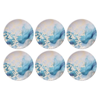 Service Plate Set (6 Pieces) Turquoise Pattern Multicolor