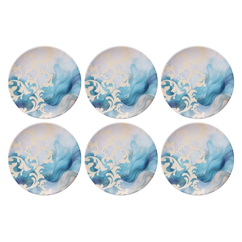 Service Plate Set (6 Pieces) Turquoise Pattern Multicolor