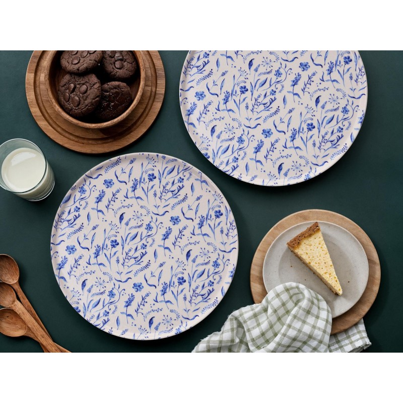 Service Plate Set (6 Pieces) Spring Garden Blue
White