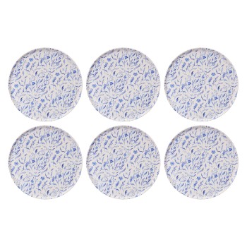 Service Plate Set (6 Pieces) Spring Garden Blue
White
