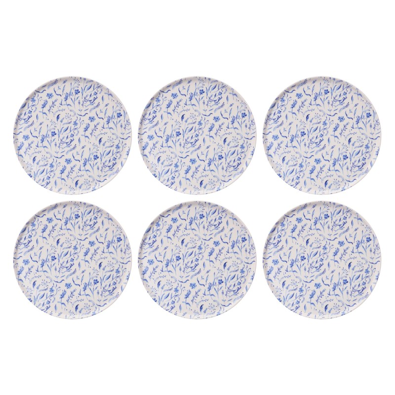 Service Plate Set (6 Pieces) Spring Garden Blue
White