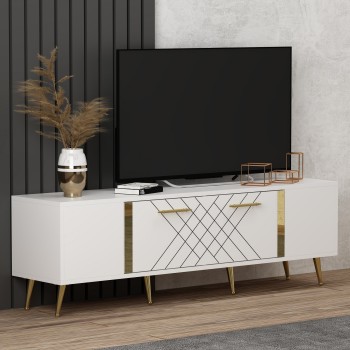 TV Stand Detas - White, Gold White
Gold