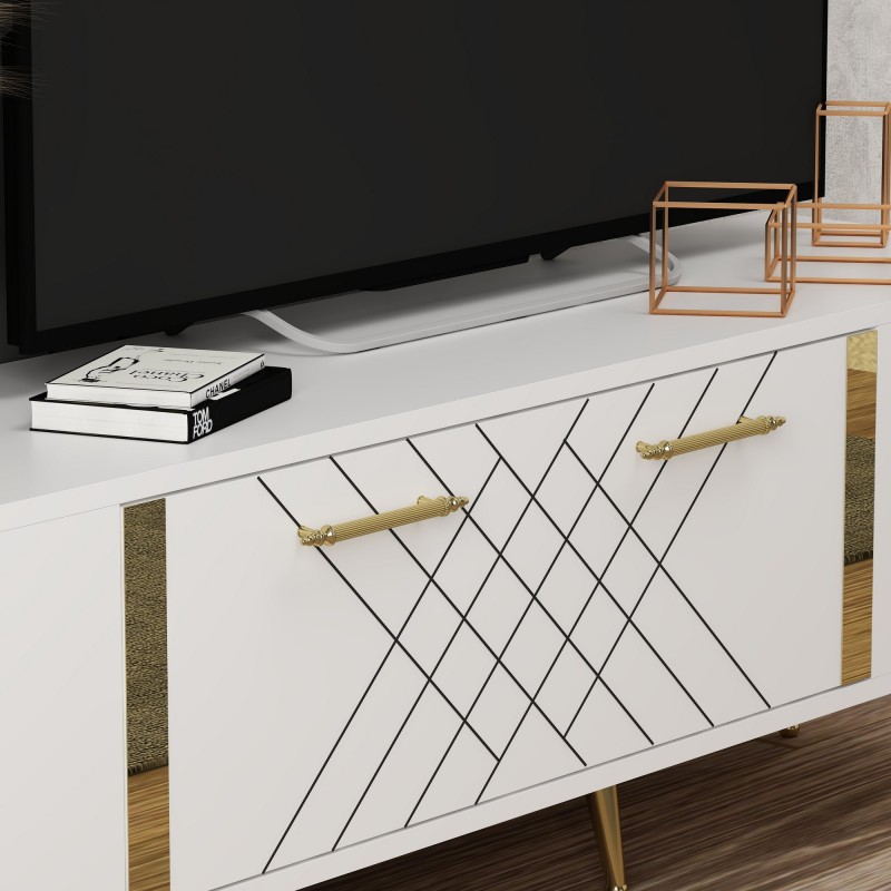 TV Stand Detas - White, Gold White
Gold