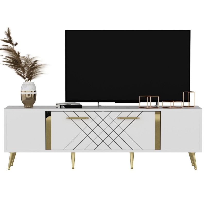 TV Stand Detas - White, Gold White
Gold