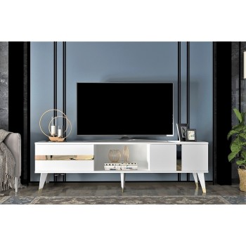 TV Stand Vania - White, Gold White
Gold