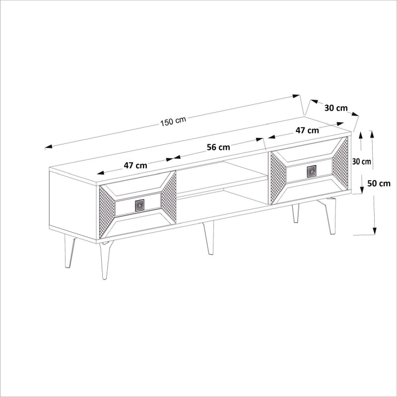 TV Stand Yumedi - White, Gold White
Gold