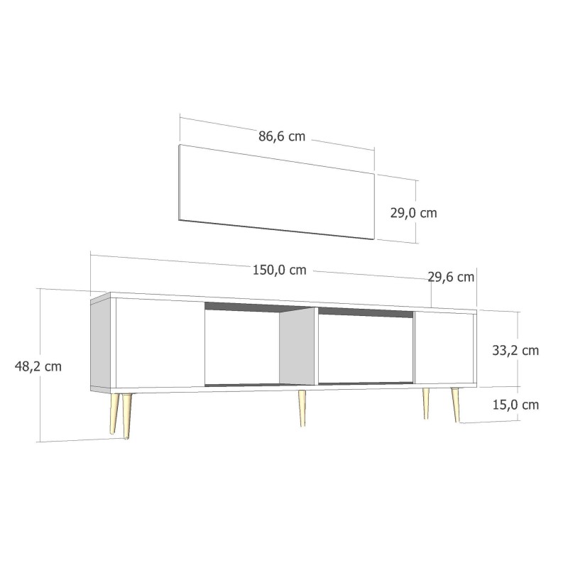 TV Stand Dekos - Anthracite, Gold Anthracite
Gold