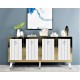Μπουφές Bare - Χρώμα Λευκό Χρυσό - 150x80x40 Hanah Home Console Bare - White, Gold WhiteGold