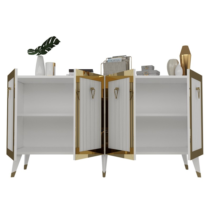 Hanah Home Console Bare - White, Gold WhiteGold