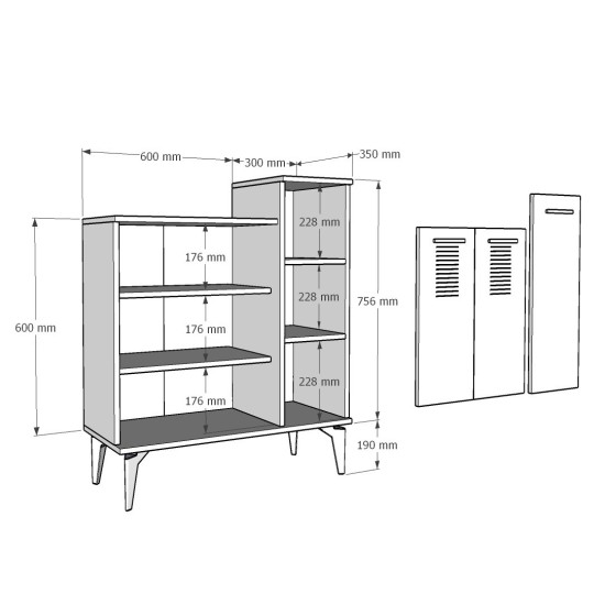 Shoe Cabinet Asimo - Sapphire Oak, White Sapphire Oak
White