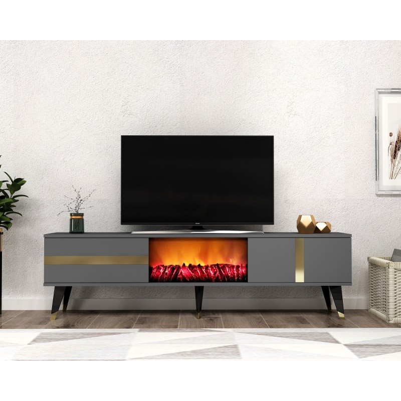 TV Stand Vania Fireplace - Anthracite, Gold Anthracite
Gold