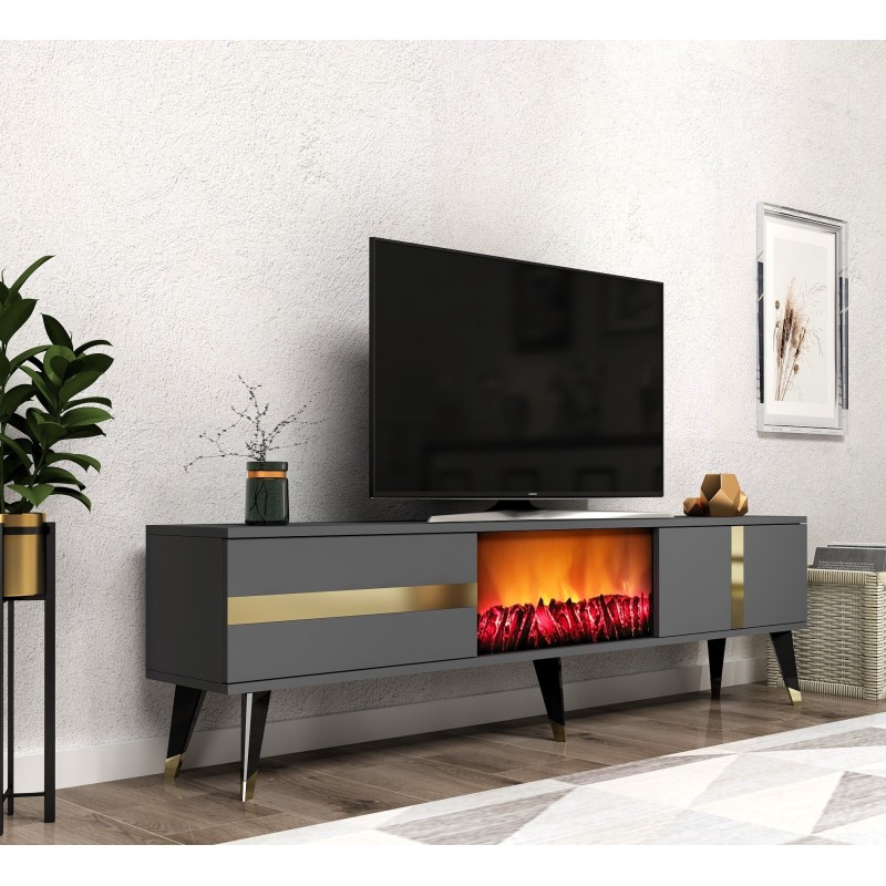 TV Stand Vania Fireplace - Anthracite, Gold Anthracite
Gold