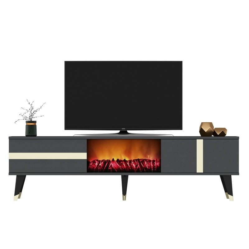 TV Stand Vania Fireplace - Anthracite, Gold Anthracite
Gold