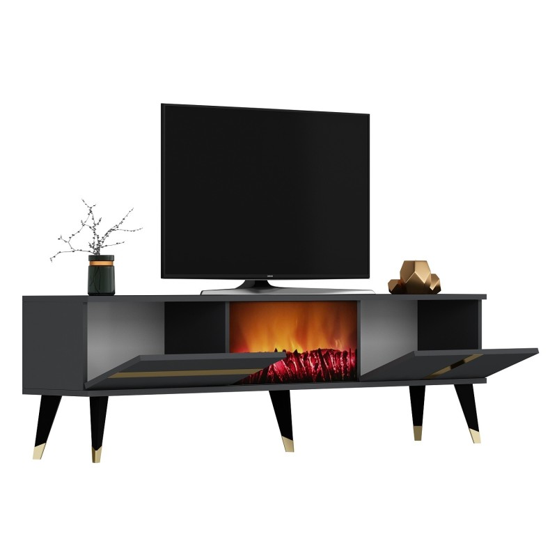 TV Stand Vania Fireplace - Anthracite, Gold Anthracite
Gold