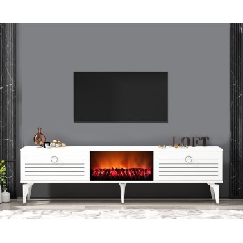 TV Stand Arona Fireplace - White White