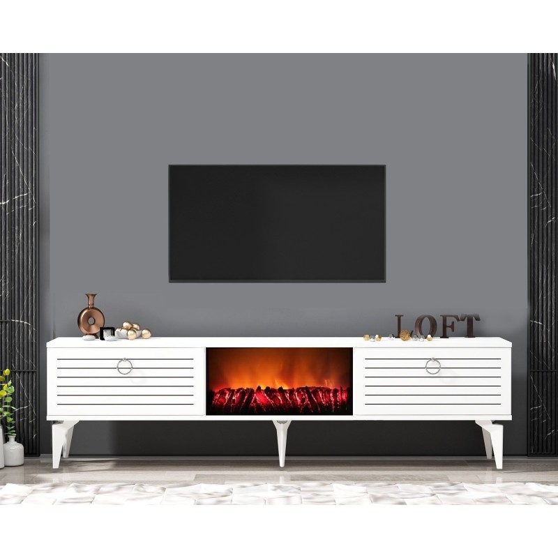 TV Stand Arona Fireplace - White White