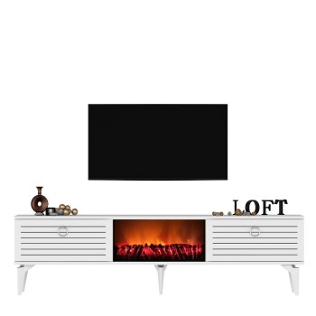 TV Stand Arona Fireplace - White White