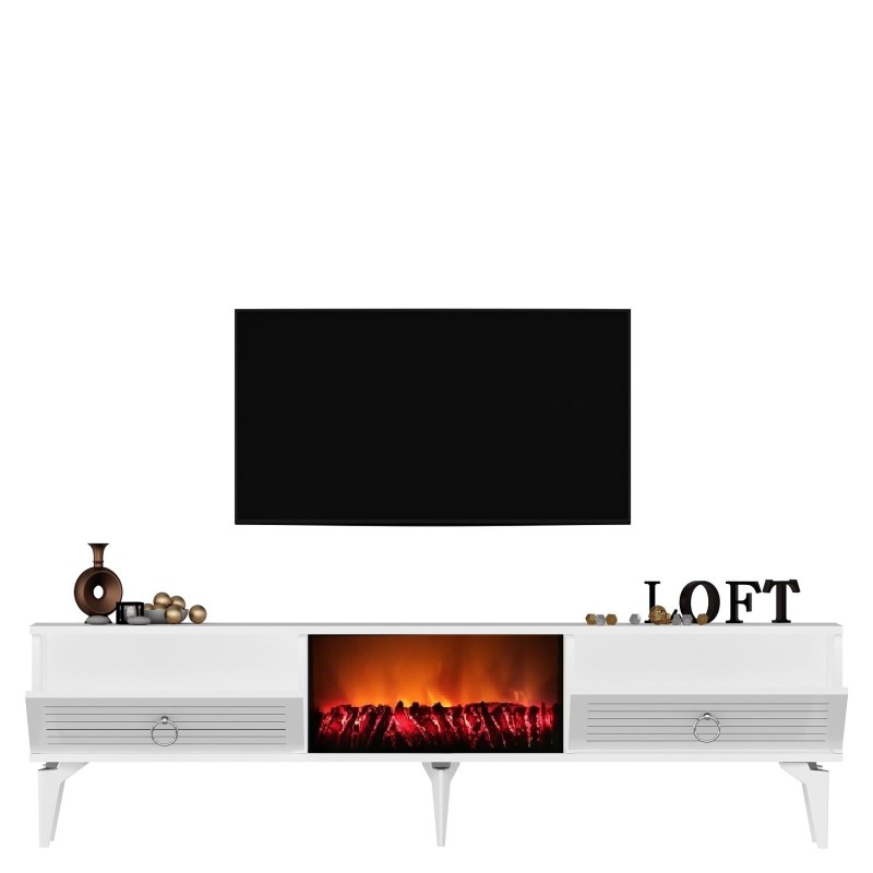 TV Stand Arona Fireplace - White White